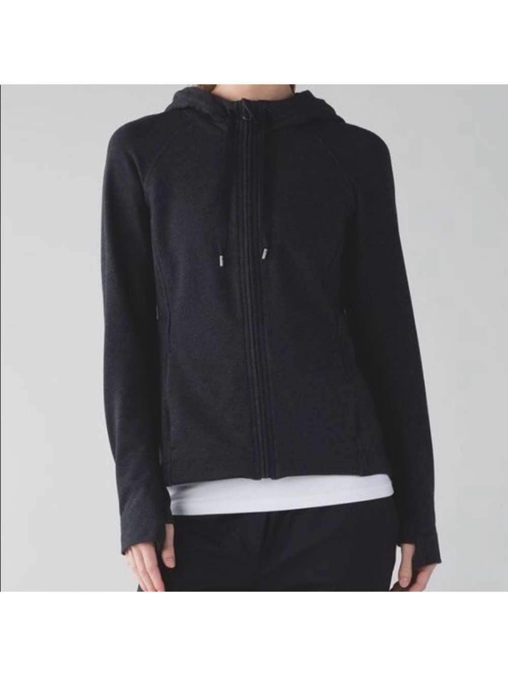 Lululemon Take Ten Front Zip Hoodie Sweatshirt Washed‎ Black/Dark Gray Size 2